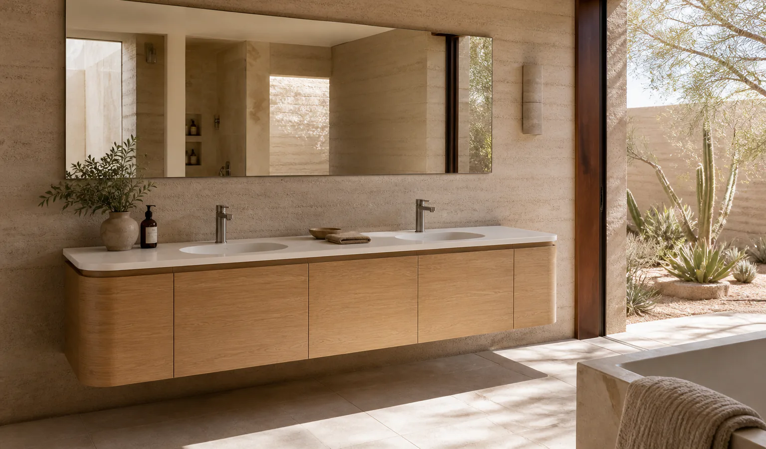 Desert double vanity product application concept