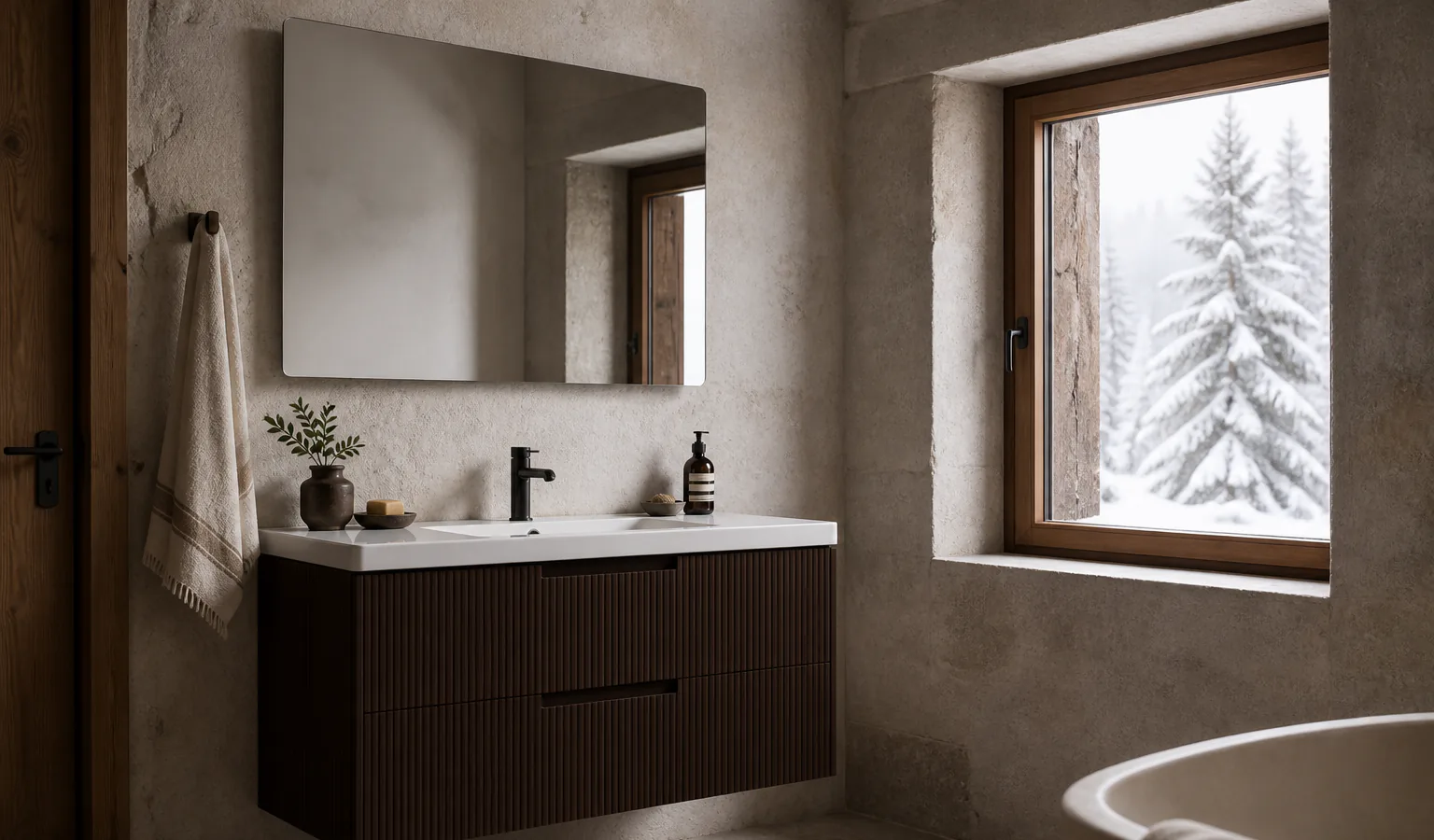 Alpine lodge product application concept