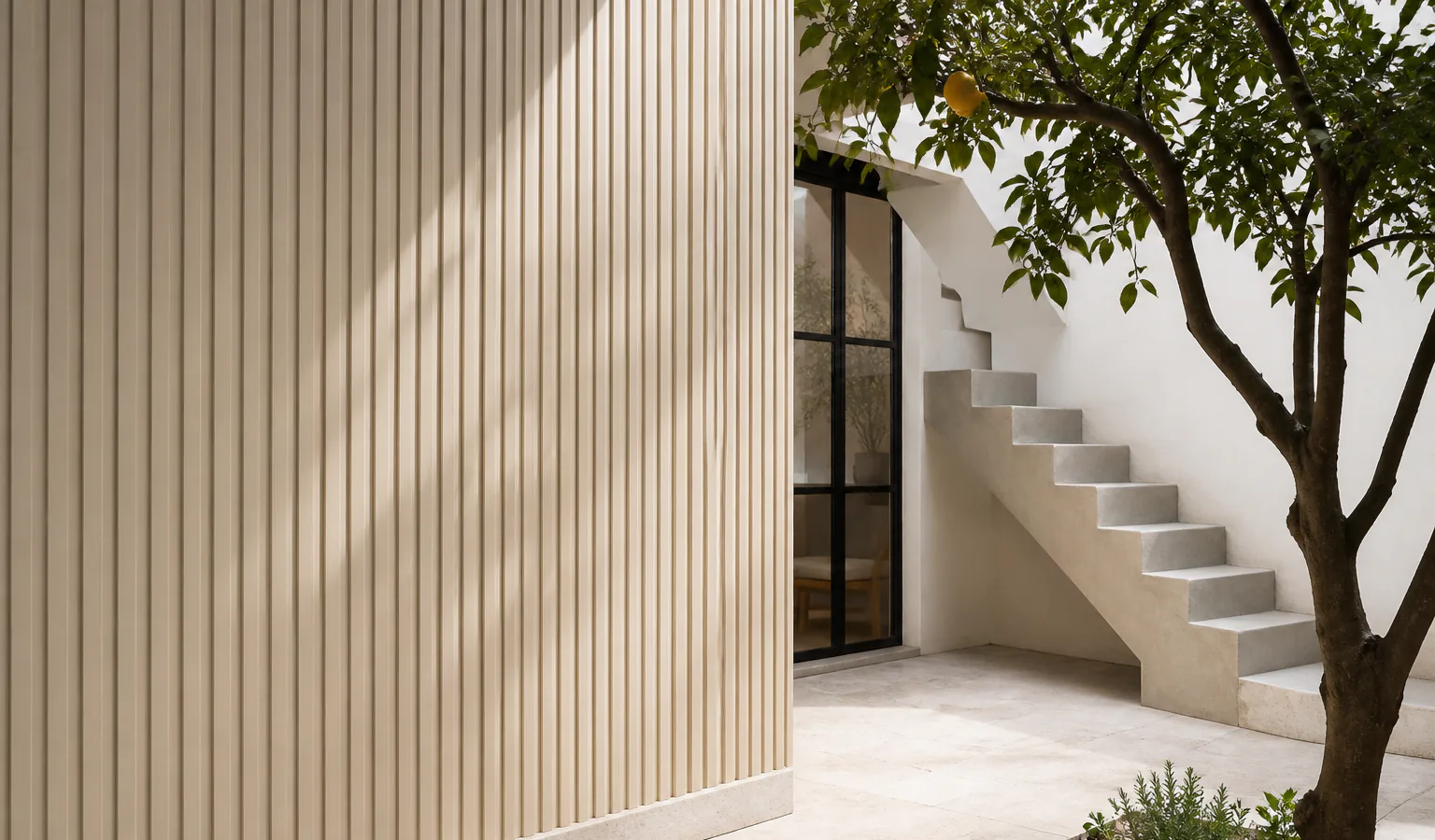 Ivory courtyard product application concept
