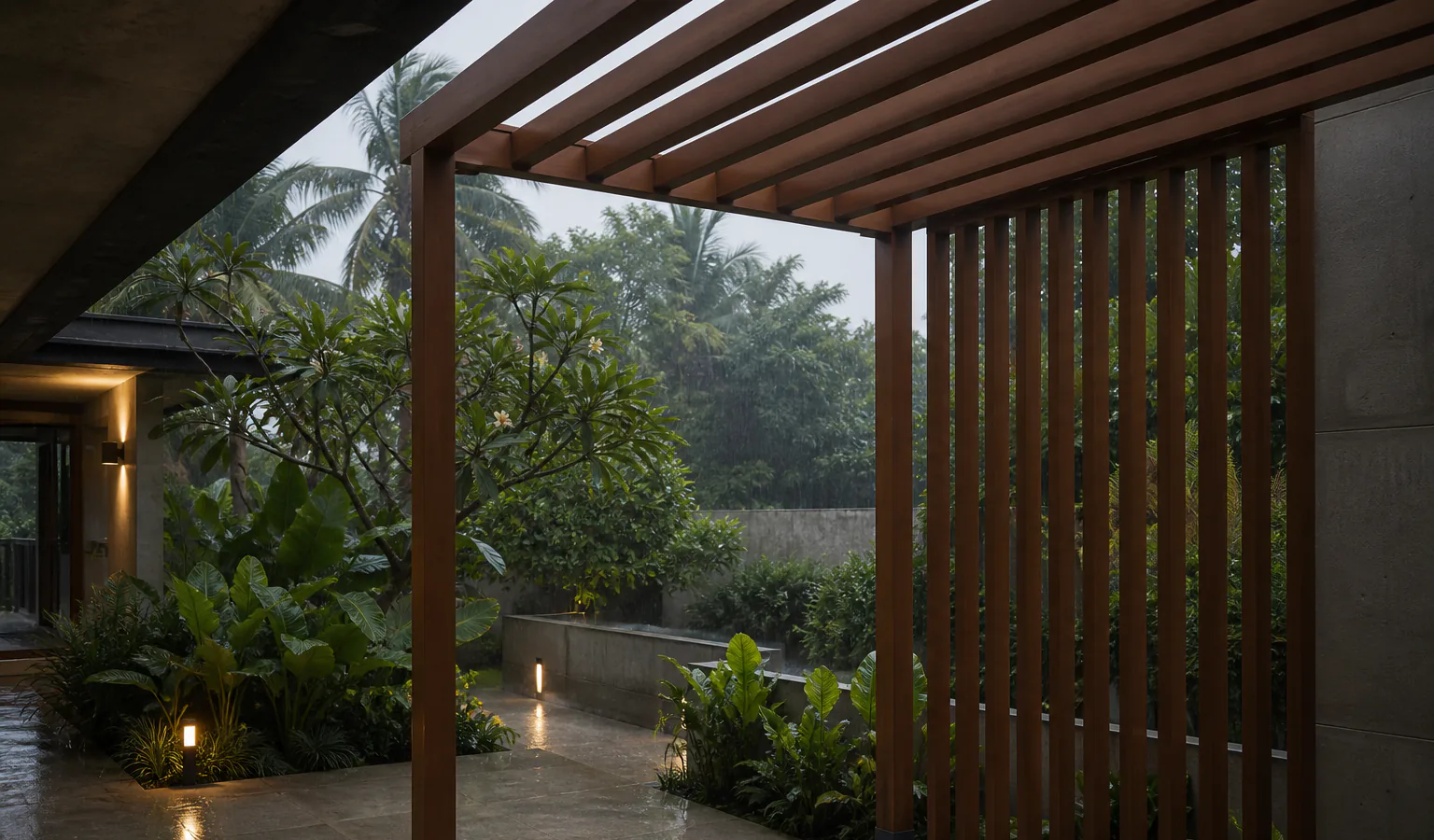 Tropical pergola product application concept