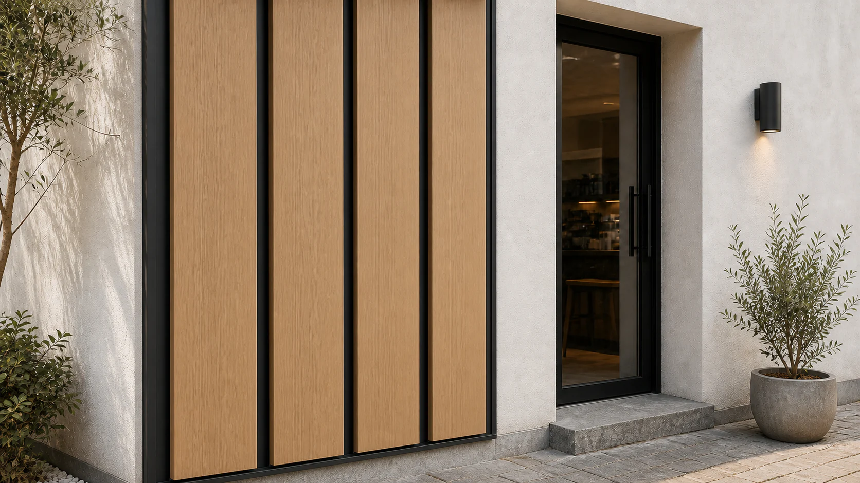 QG219H26B fluted WPC cladding facade application concept