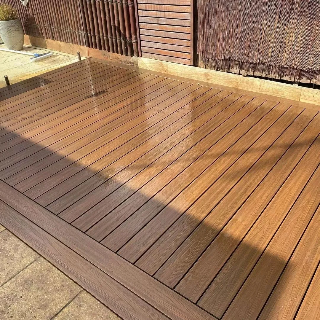 Installed co-extruded WPC decking in a residential terrace