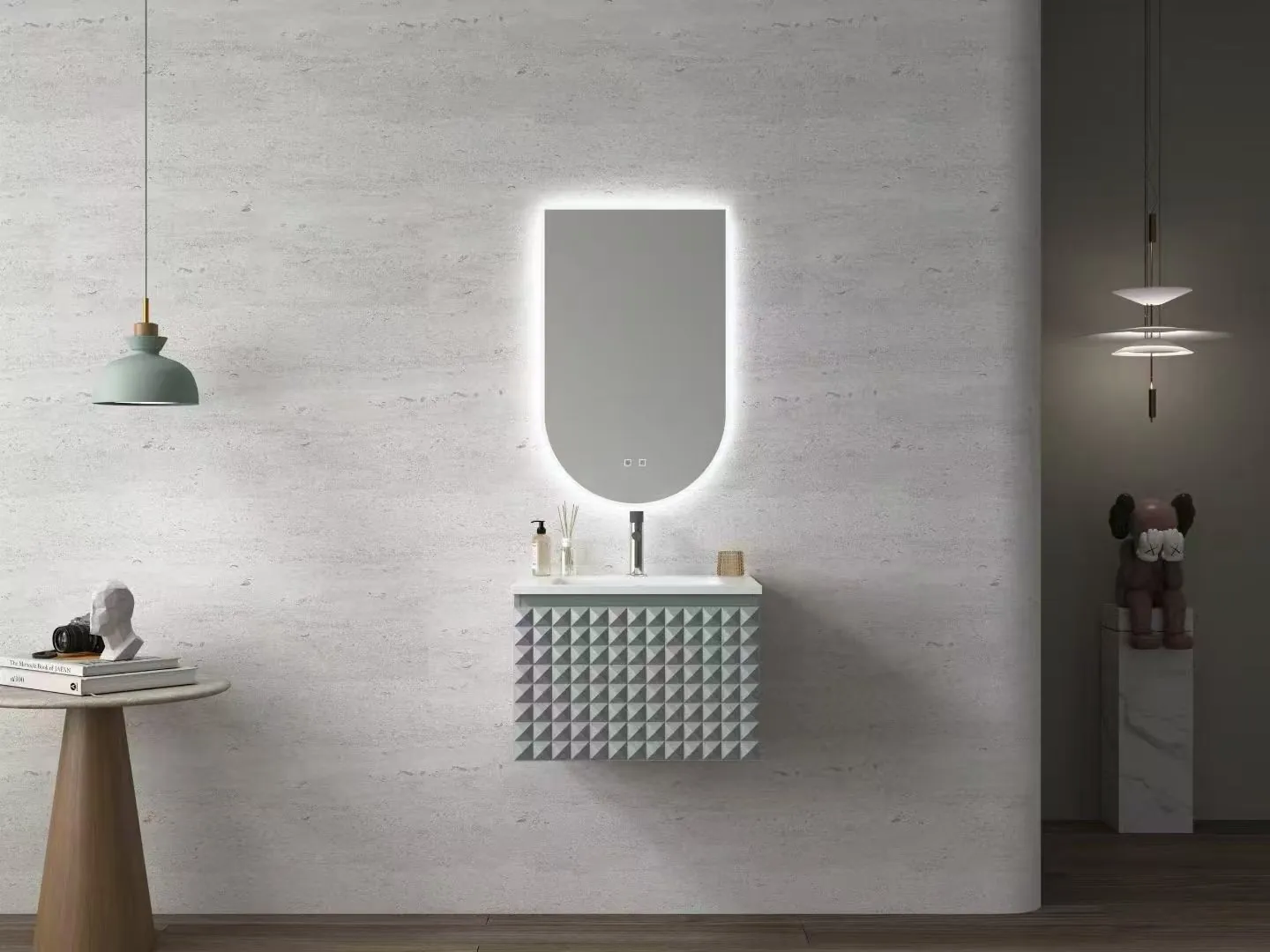 Dark bathroom vanity